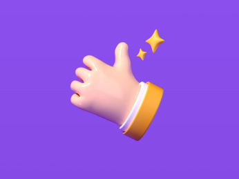 紫色背景中的活动促销点赞大拇指图标