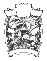 黄昏的船帆在海上航行