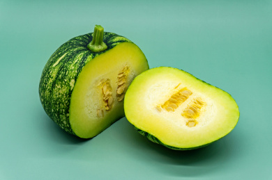 绿色背景一个绿色的嫩南瓜