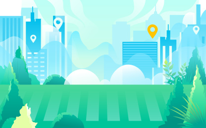 互联网商务购物快递员送货外卖送餐骑行插画