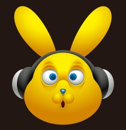 一只戴耳机听音乐的吃惊兔头像