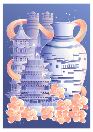 中国江西南昌中国风矢量插画