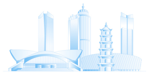 惠州城市地标建筑群矢量插画