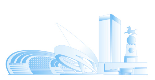 德州城市地标建筑群矢量插画