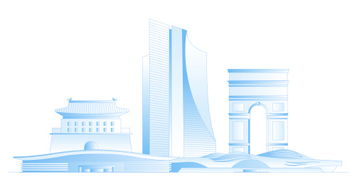 廊坊城市地标建筑群矢量插画