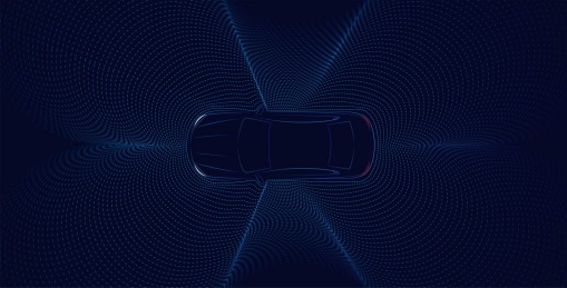 矢量极简汽车自动驾驶概念顶视图