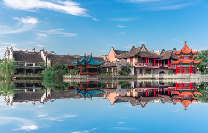 中国浙江宁波月湖公园建筑景观