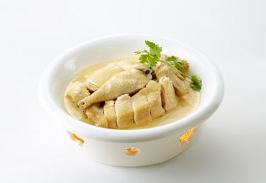 美味的中式菜品，白切鸡蒸鸡