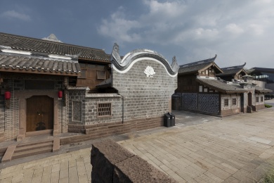 四川宜宾李庄古镇石板路青瓦房街景