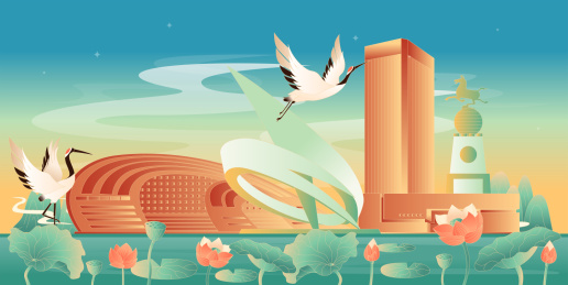 德州国潮风插画