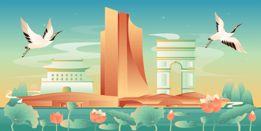 廊坊国潮风插画