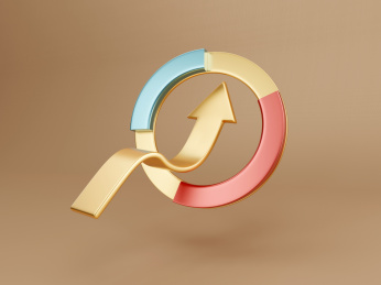 饼状环形图和向上箭头组合金融创意素材
