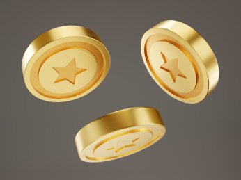 3D多角度五角星金色金币积分活动素材