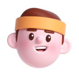 透明背景上的戴头带帅气男孩子3D头部