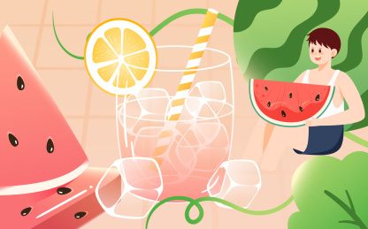 夏季水果茶果汁夏日饮品饮料活动促销插画