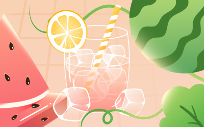 夏季水果茶果汁夏日饮品饮料活动促销插画