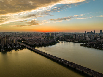 中国江苏苏州独墅湖大道航拍