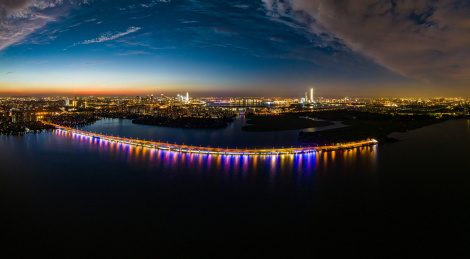 中国江苏苏州独墅湖大道航拍