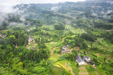重庆丘陵田园航拍自然风光