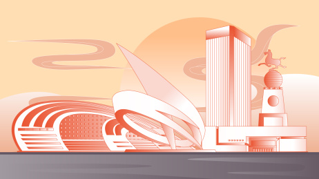 德州城市建筑插画