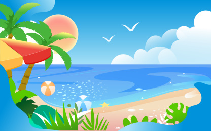 夏天大暑节气夏日游泳兴趣班夏令营活动插画