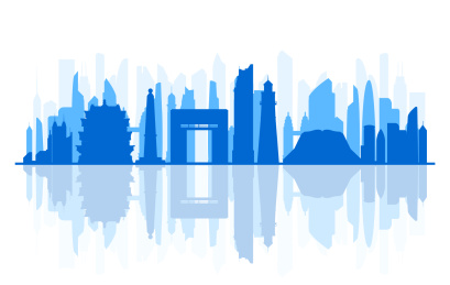 威海建筑城市剪影