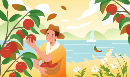 二十四节气秋日秋风秋收矢量分层插画