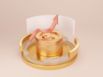 金币与红色箭头的金融股市投资创意素材