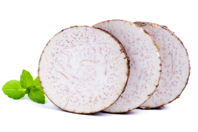 白底上放着荔浦芋头果肉