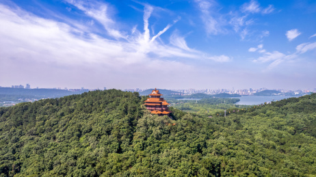 武汉东湖磨山景区航拍