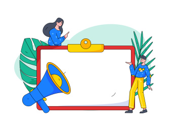 孟菲斯公告通知告示模板矢量创意扁平插画