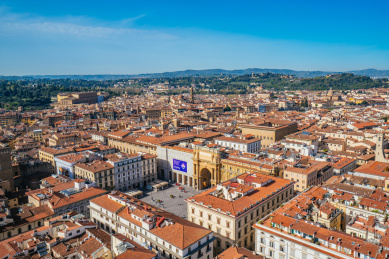 航拍意大利佛罗伦萨城市天际线