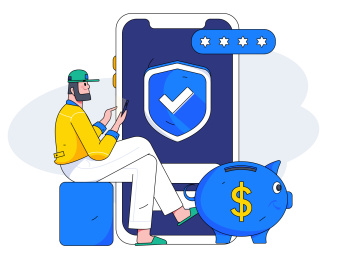 网络支付安全人物扁平矢量概念运营插画