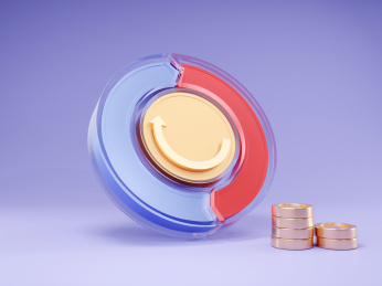 3D红蓝循环圆圈水晶金融创意元素