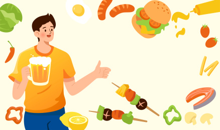 夏日烧烤啤酒美食插画