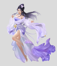 古风紫衣水袖黑发紫霞仙子原画人物设定