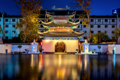 中国江苏南京夫子庙江南贡院明远楼夜景