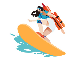 酷酷女孩冲浪科技感