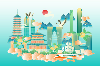 苏州中国风城市矢量插画