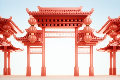 3D渲染的中国风场景