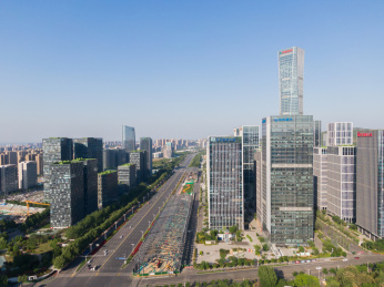 中国山东济南汉峪金谷CBD航拍