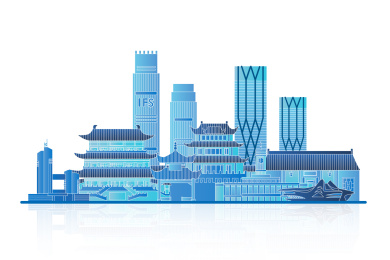 长沙城市建筑天际线矢量插画