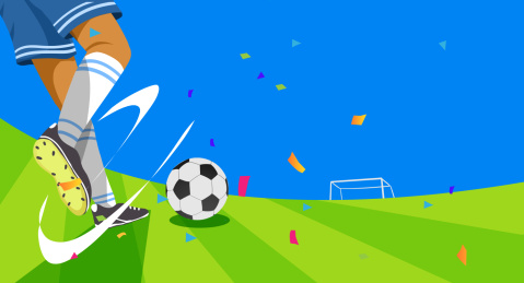 卡通手绘世界杯踢足球狂欢插画