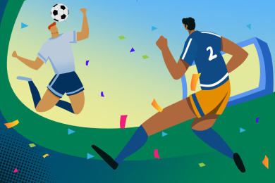 卡通手绘世界杯踢足球狂欢插画