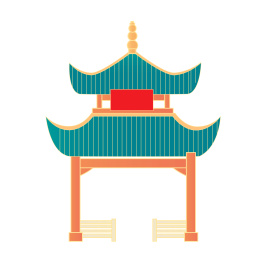 湖南长沙爱晚亭插画素材