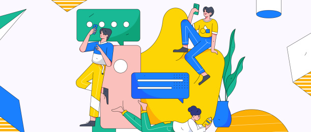 虚拟的社交概念商业扁平矢量插画