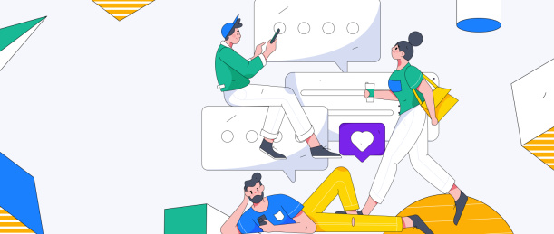 虚拟的社交概念商业扁平矢量插画