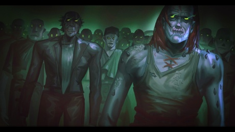 一群丧尸凶恶的盯着镜头