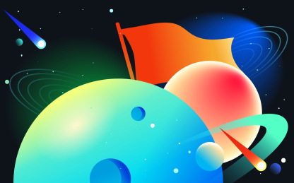 人类月球日宇航员登月航天航空宇宙星空插画