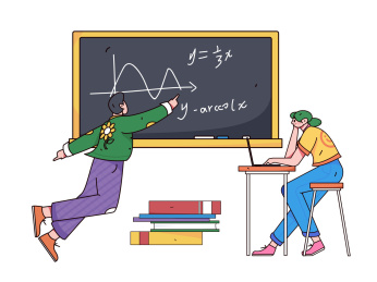 线上教学学习插画